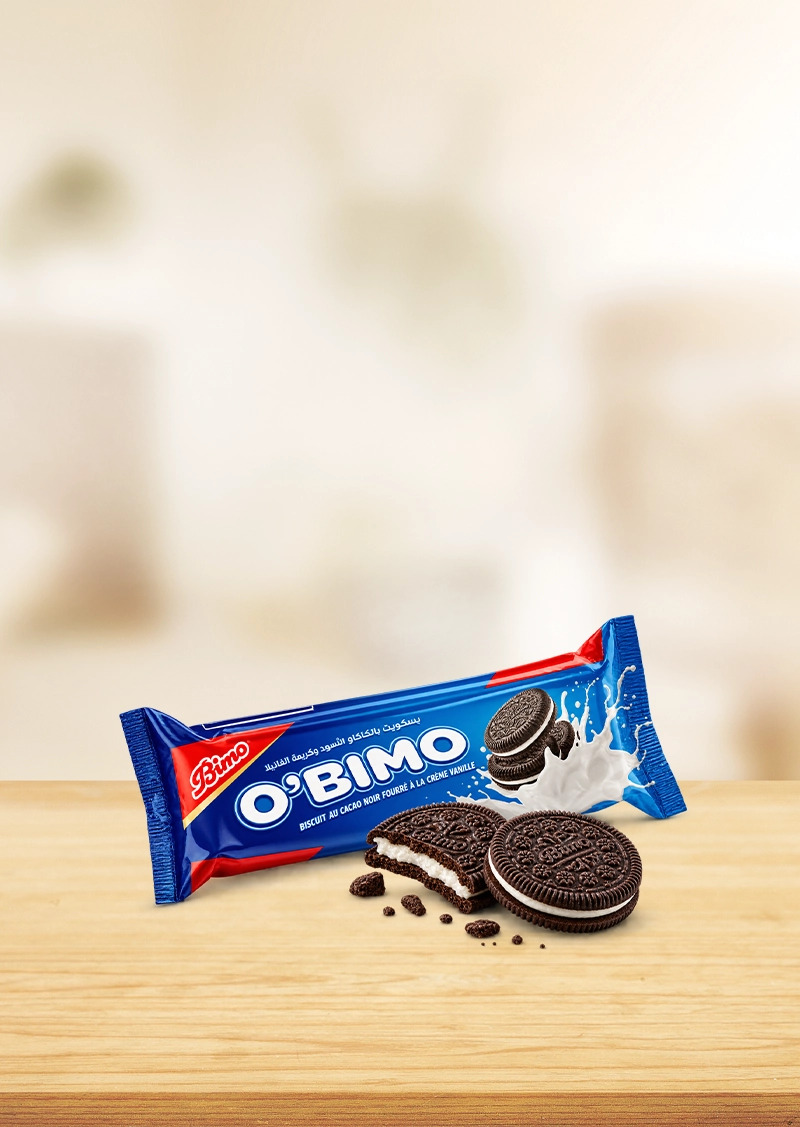 O’Bimo  Biscuits au cacao noir fourrés à la crème de vanille